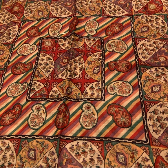 Liberty London Purple Red Paisley Linen Scarf 25" - Picture 2 of 5